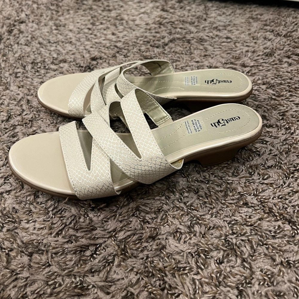 East 5th - Cream Sandals with Crisscross Straps - Picture 2 of 6
